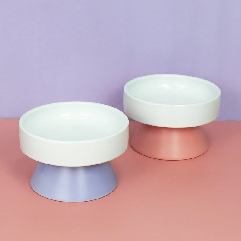 Cat Ceramic Heightened Neck Guard Wide Mouth Bowl Drinking Water