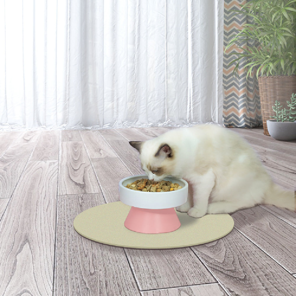 Cat Ceramic Heightened Neck Guard Wide Mouth Bowl Drinking Water